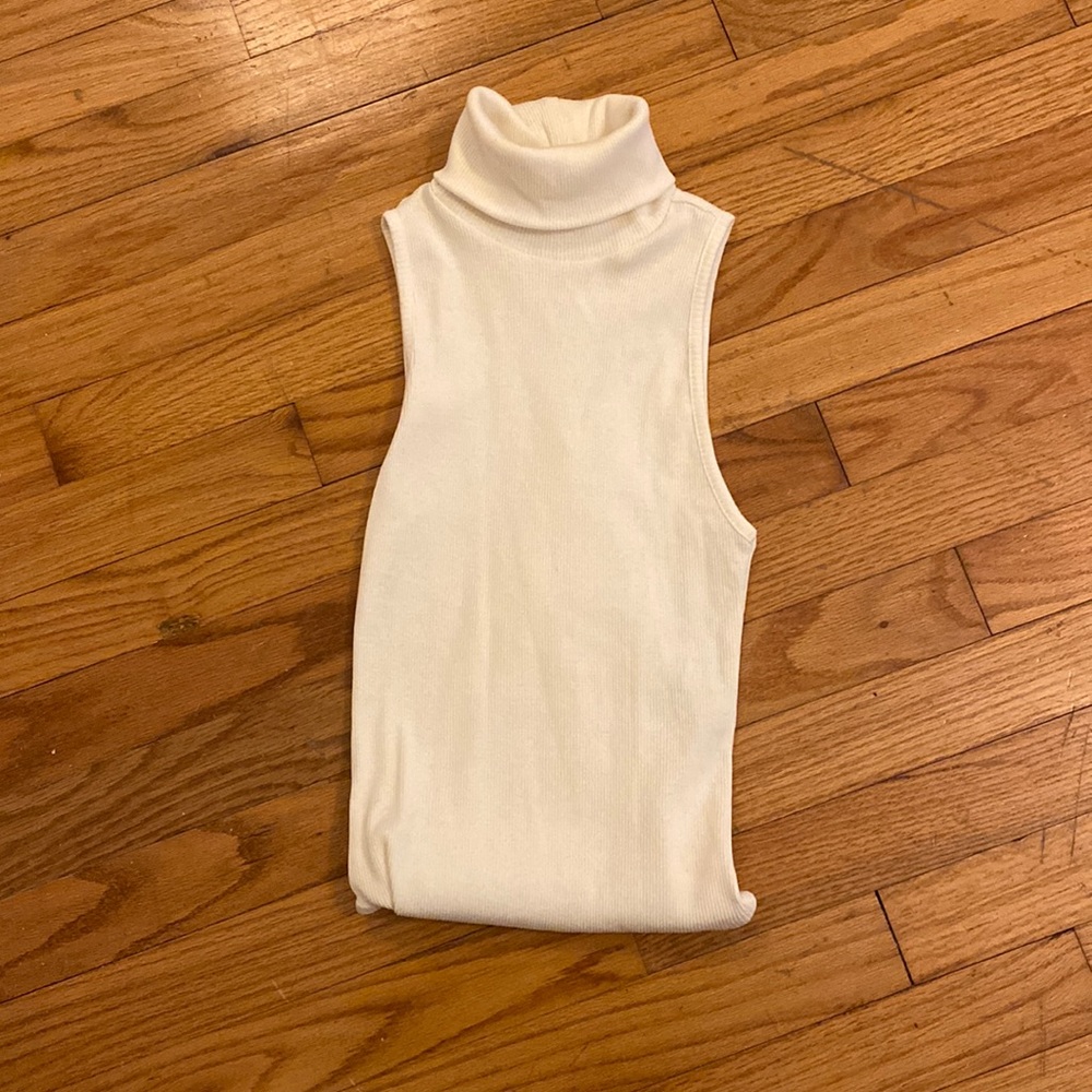 Zara Turtle Neck Ribbed White Bodysuit NWOT
